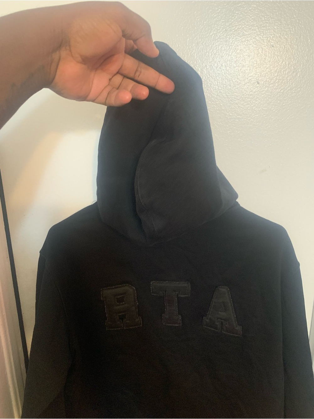 RtA Black Hoodie with Raised ATA Patch Letters